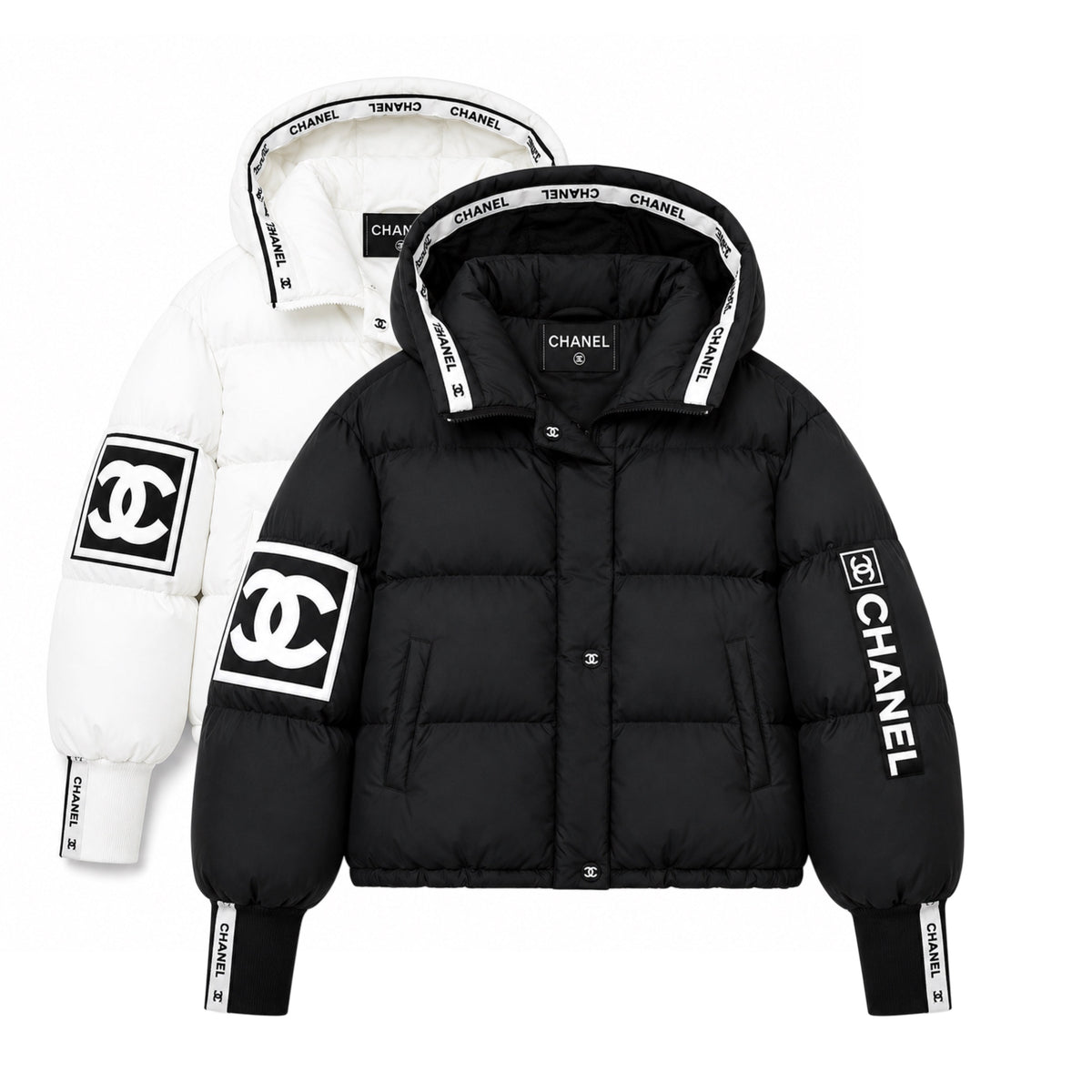 Pufferjacke Kontrast Weiß