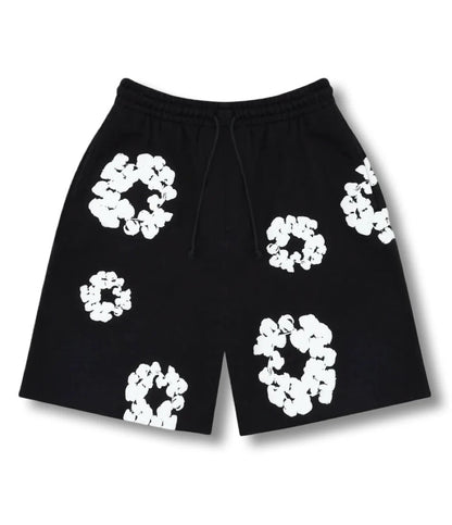 Ona Lockere Shorts Schwarz mit Blumenprint