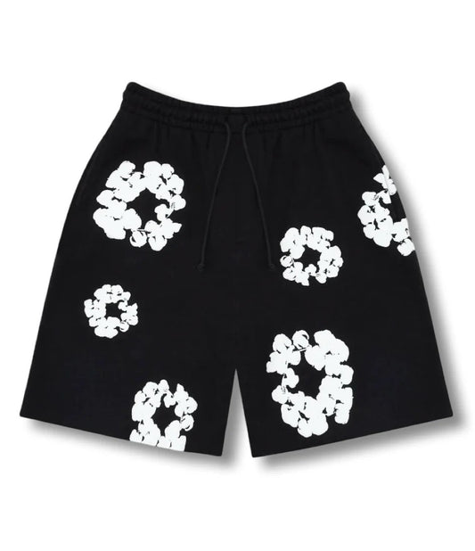 Ona Lockere Shorts Schwarz mit Blumenprint