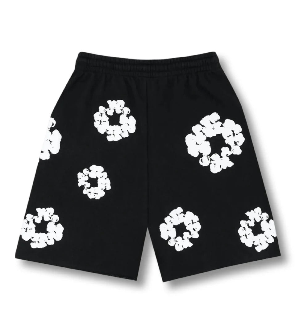 Ona Lockere Shorts Schwarz mit Blumenprint