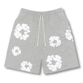 Perla Lockere Shorts Grau mit Blumenprint