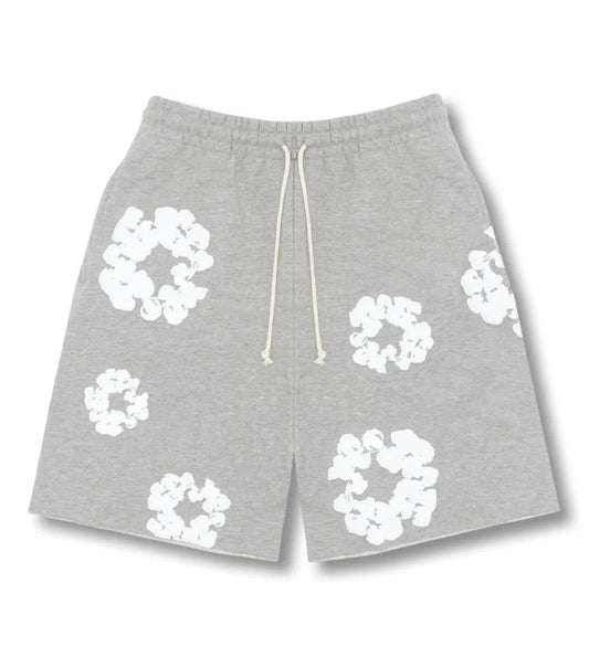 Perla Lockere Shorts Grau mit Blumenprint
